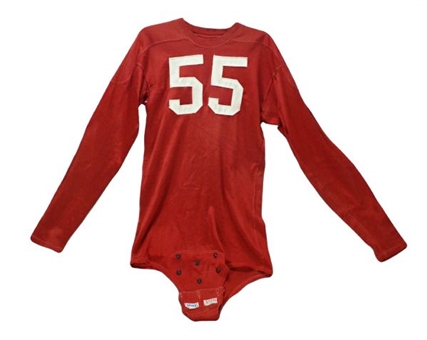 1948-49 Detroit Lions Game Used EXTREMELY RARE Red Jersey  - MEARS A-10